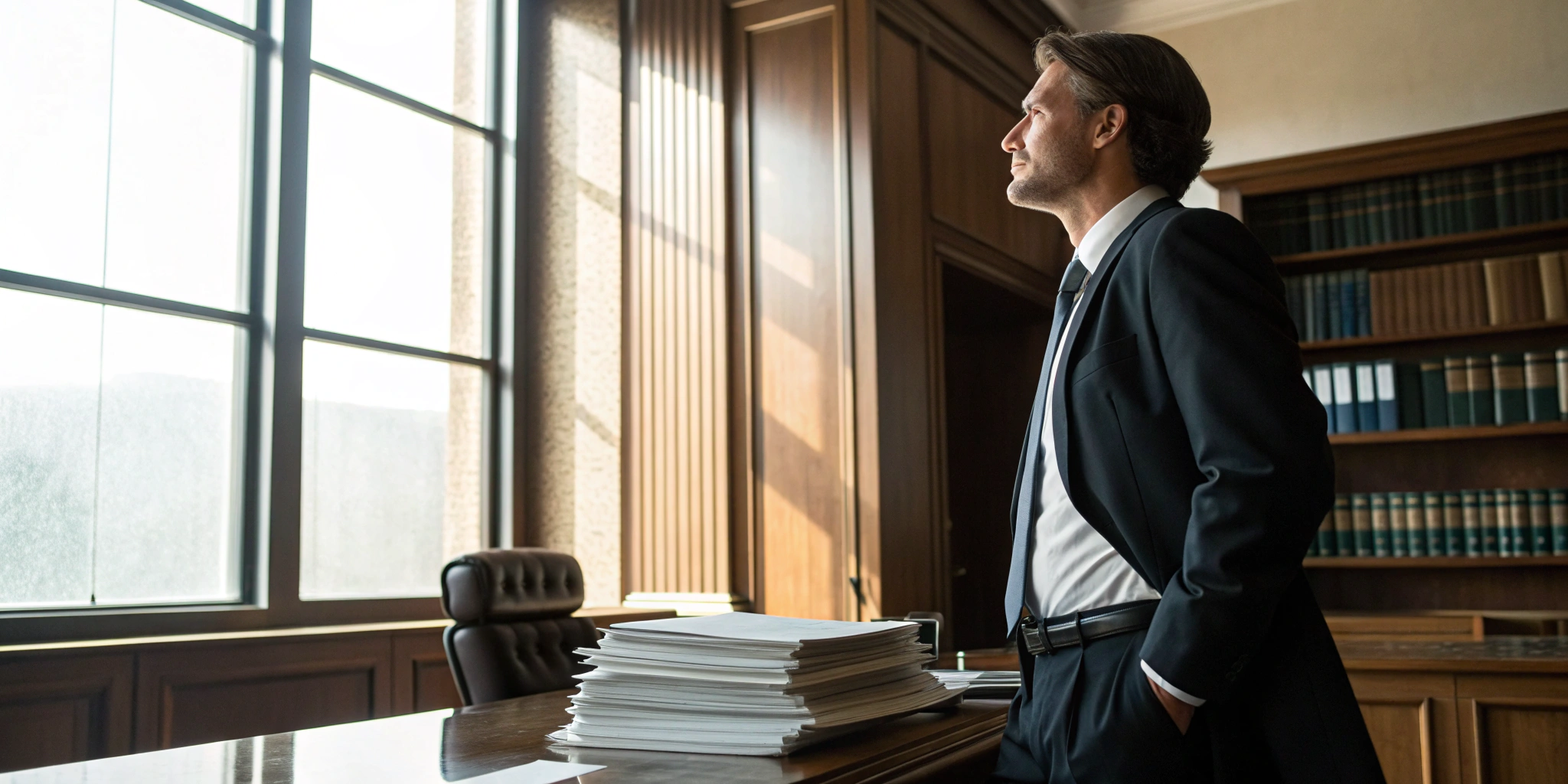 A Texas lawyer reviewing documents for an insurance claim denial case.