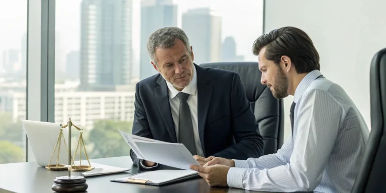 A lawyer helps a business owner with a commercial property hurricane damage insurance claim.