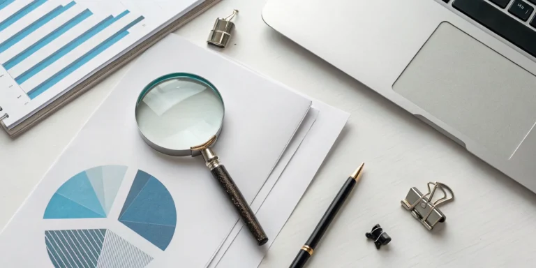 Investigating insurance claim documents with a magnifying glass to prove bad faith.