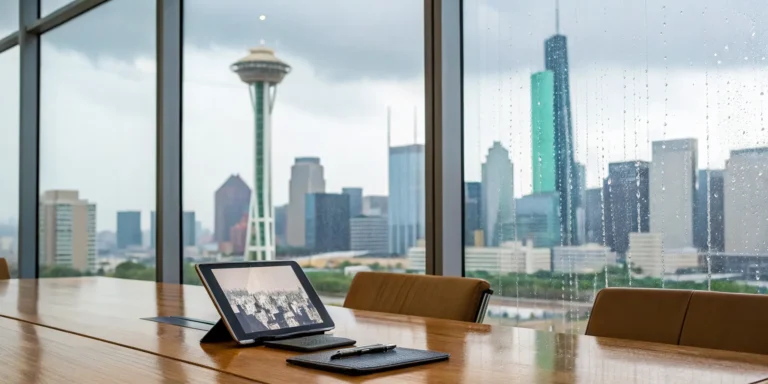 Lawyer in Dallas reviews a hail damage insurance claim after a storm.