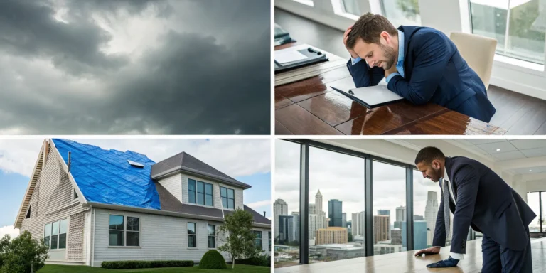 A no win, no fee storm damage lawyer reviews a claim for a roof damaged by a storm.