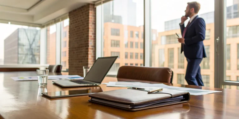 Office desk prepared for a consultation with a McKinney commercial property claim lawyer.