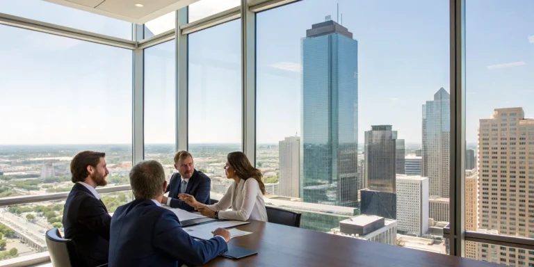 An Oklahoma multi-family insurance claim lawyer discussing a case with a client.