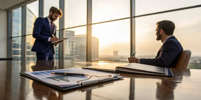 A Denton business insurance dispute lawyer reviewing a claim with a client.