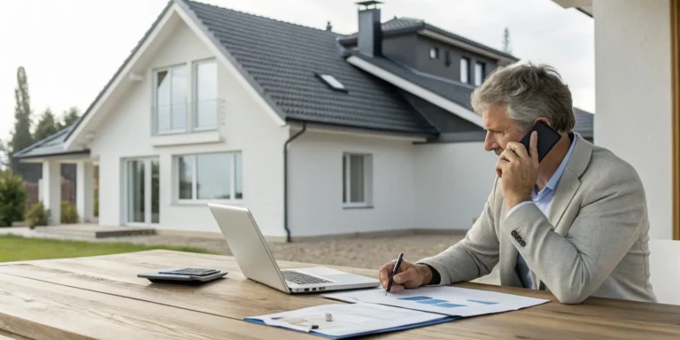 Man reviewing his insurance policy after a denied wind damage claim.