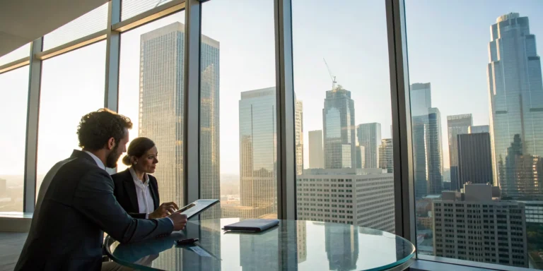 Condo owner in a meeting to hire a lawyer for an insurance dispute.