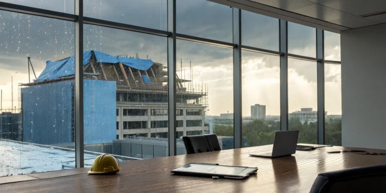 Hire a lawyer for a denied commercial storm damage claim on a building with a damaged roof.