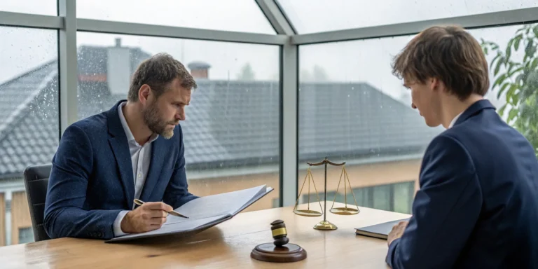 An attorney advises a client on a wind damage insurance dispute.