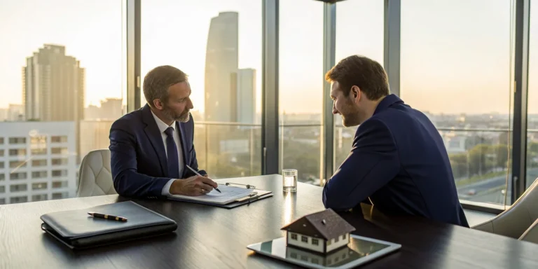 Lawyer meeting with a client to negotiate an insurance settlement.