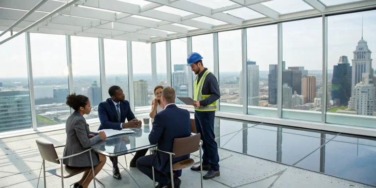 Business owner meeting with the best attorney for a commercial roof damage claim.