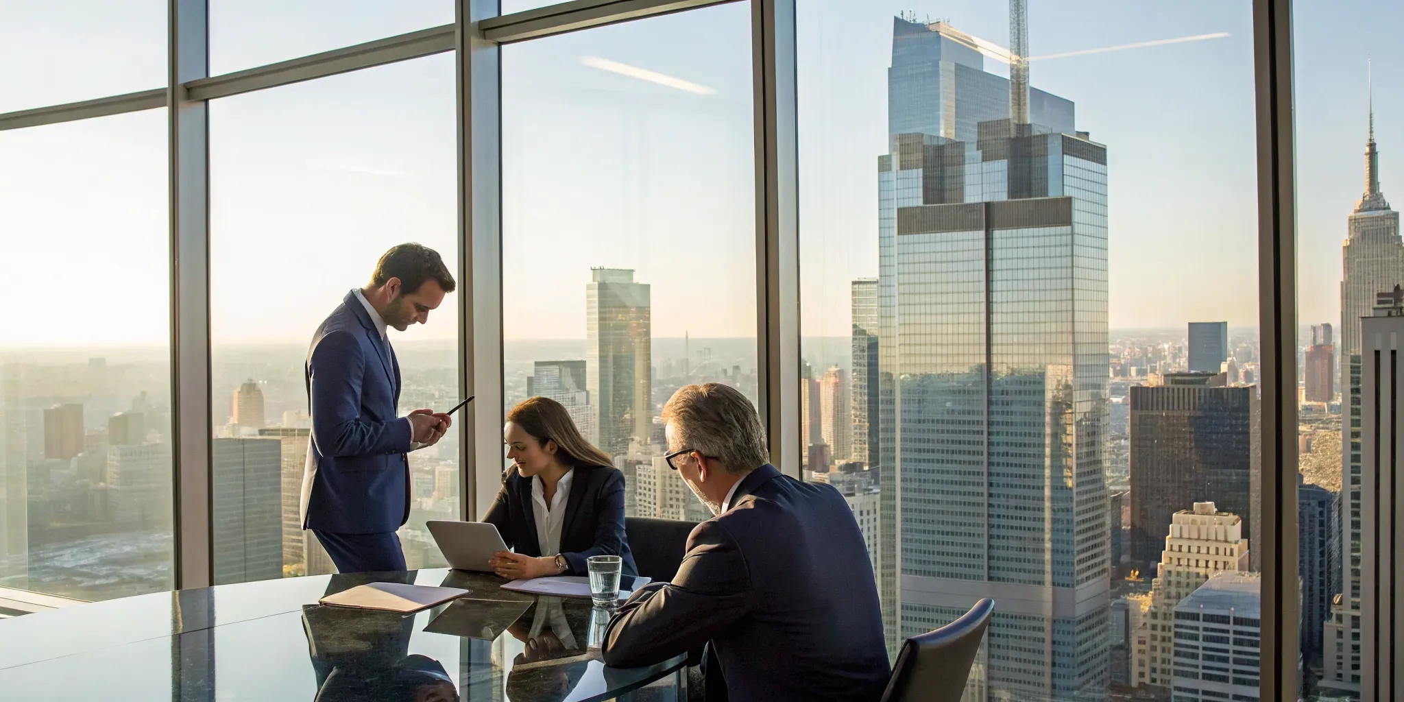 An attorney reviews a commercial property insurance claim denial with a client.