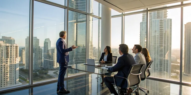 Condo association board meets with an attorney about an insurance claim.