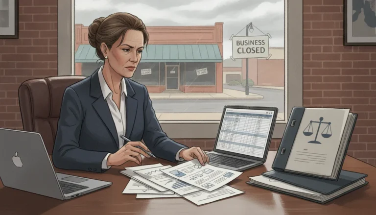 Texas business owner reviewing business interruption claim records