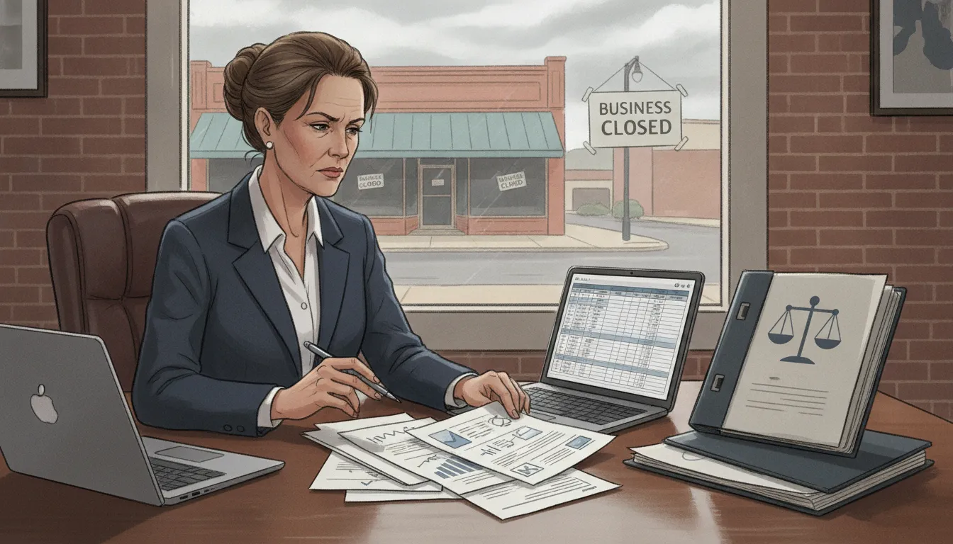 Texas business owner reviewing business interruption claim records