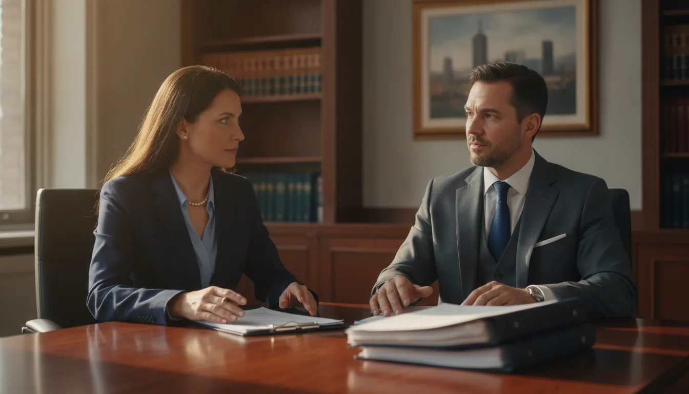 Business owner meeting with a business litigation attorney for a free consultation about a contract dispute in Texas