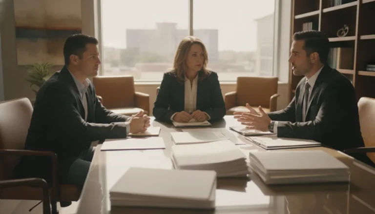 Texas business owners meeting with a business negligence lawsuit lawyer