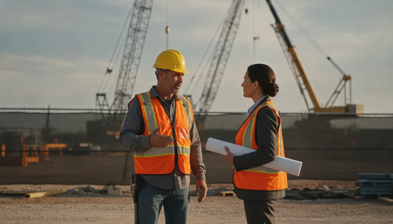 Construction site injury attorney Texas discussing an injury with a worker