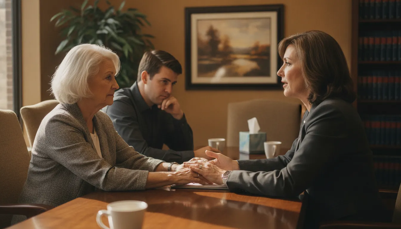 Nursing home neglect attorney Texas meeting with a concerned family