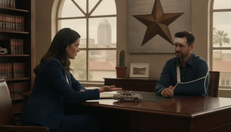 Personal injury attorney meeting with a client after a car accident in Texas