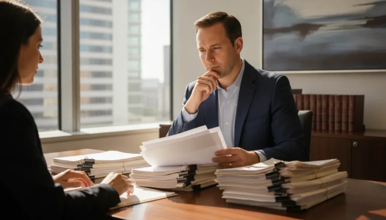 Fort Worth business owner and attorney reviewing records for a commercial debt dispute
