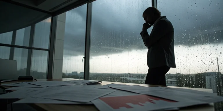 Stressed business owner reviewing a denied business interruption claim.