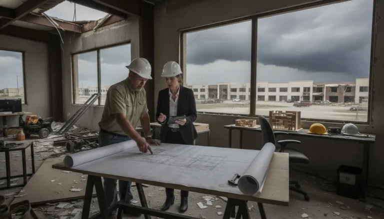 Texas commercial property owner reviewing storm damage with an insurance attorney