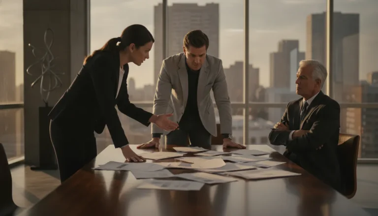 Business partners reviewing records during a legal dispute
