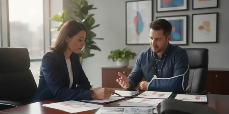Attorney reviewing a Texas rideshare injury claim with an injured passenger
