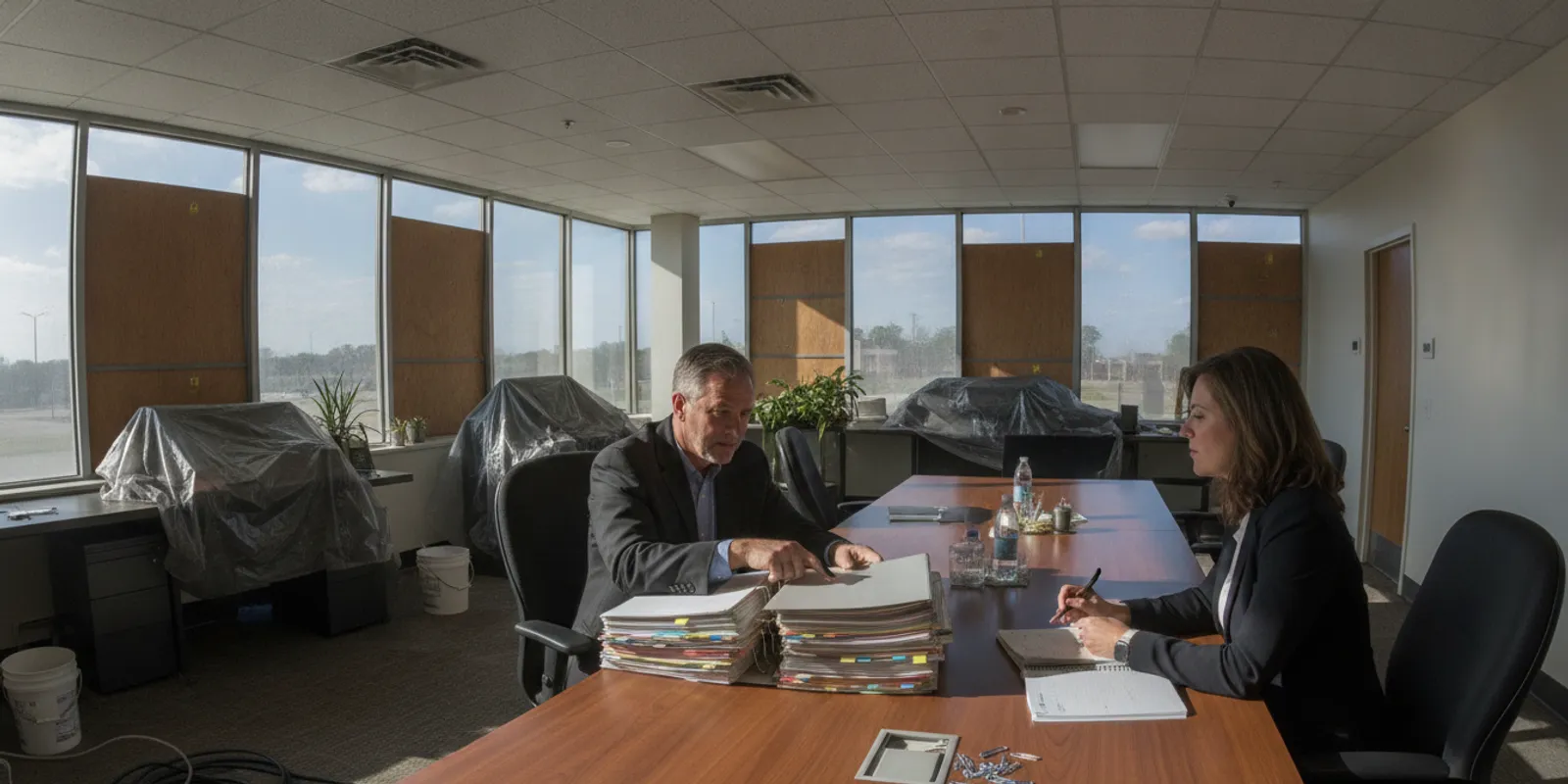 Texas commercial property owner reviewing business interruption claim records after an insurance denial